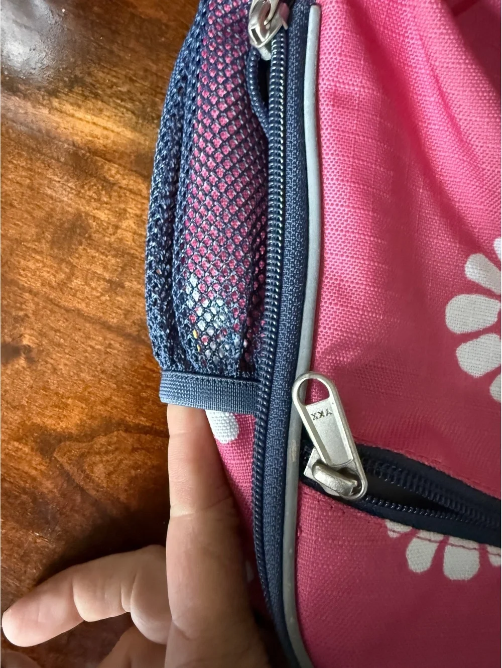 Life is Good Pink Daisy Patterned Small Lunchbox with Multiple Pockets